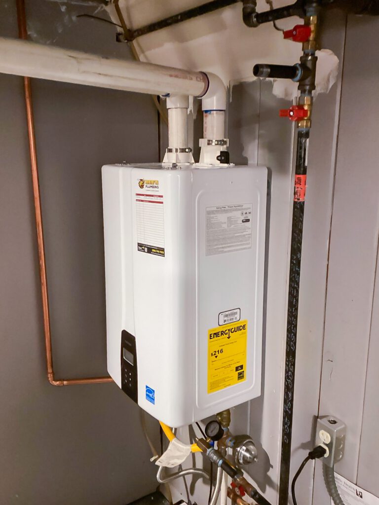 Tank to tankless water heater installation by Bee's Plumbing in Mercer Island, WA