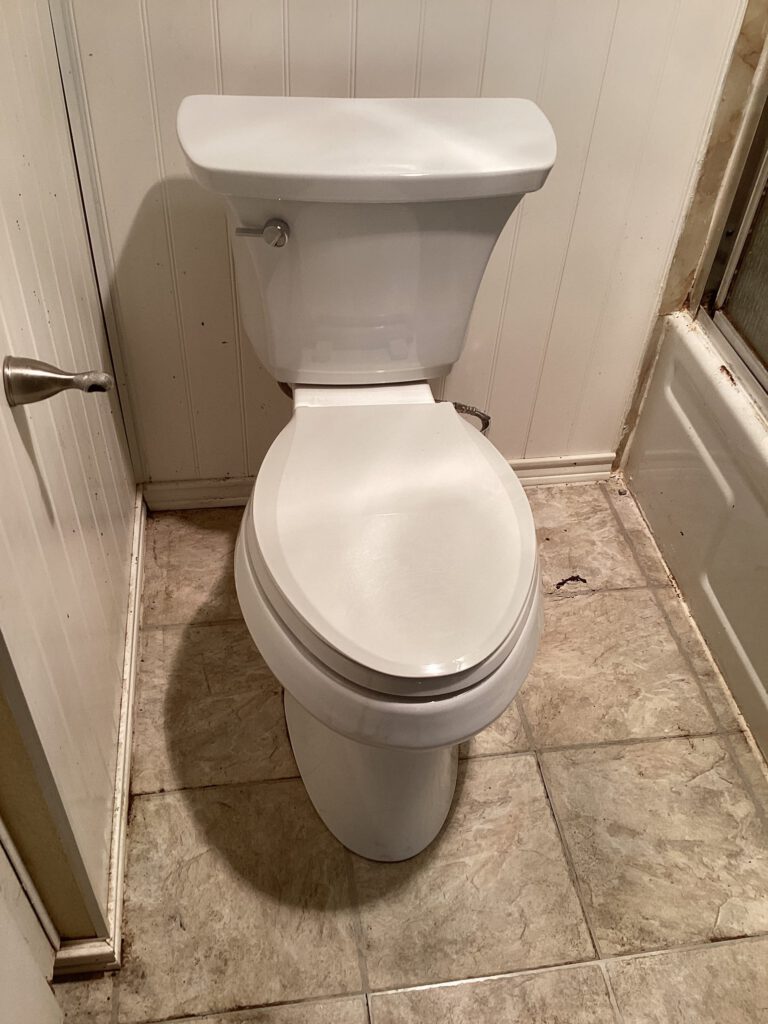 Toilet flange repair and new toilet installation by Bee's Plumbing & Heating